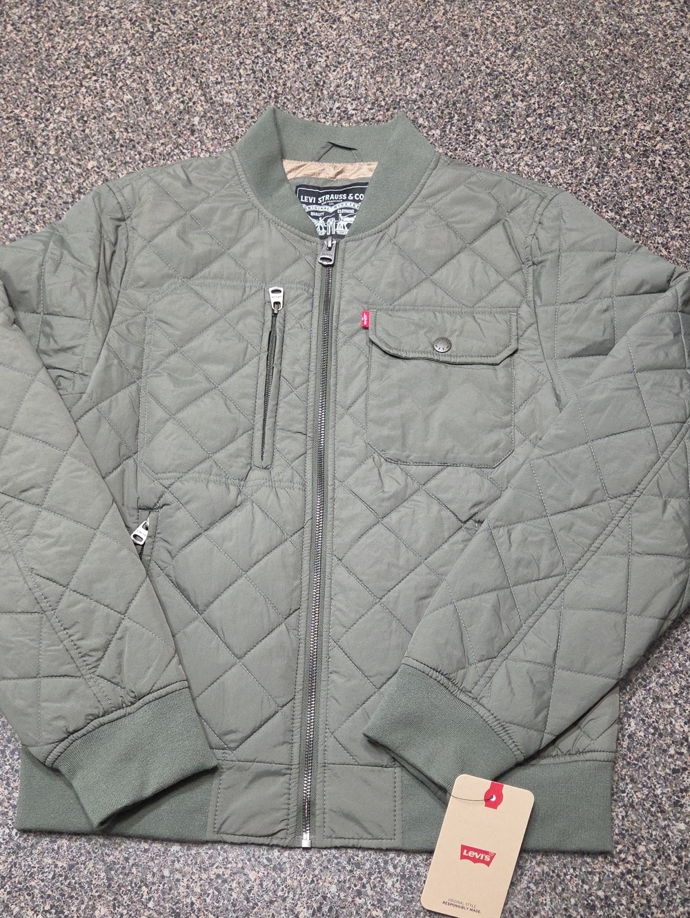 Levi's Quilted Bomber Jacket in Olive